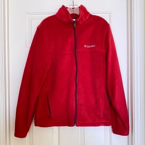 Red Fleece Columbia Zip Up Jacket